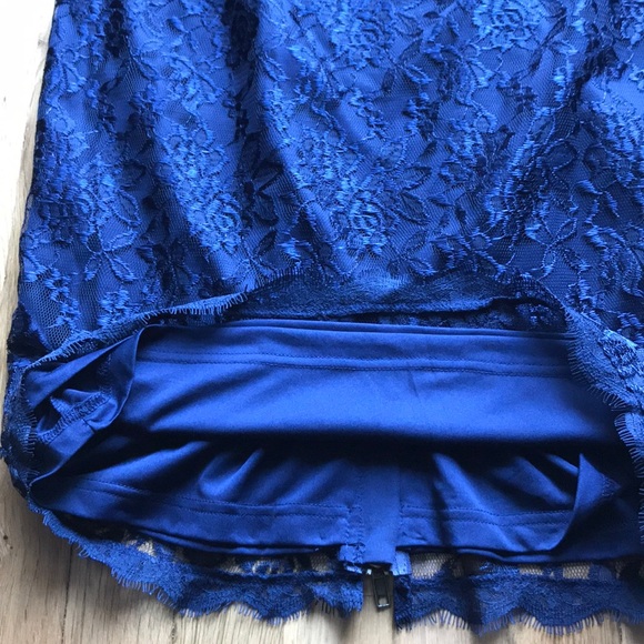 Lace Cocktail Dress Navy Blue 3/4 Sleeve - Picture 6 of 8